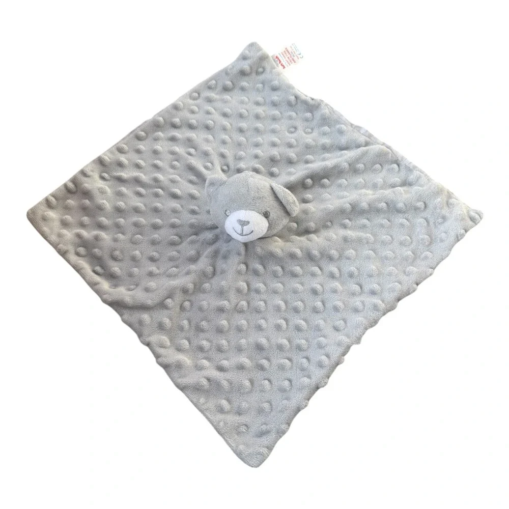Soft Touch Gray Bear Lovey Minky Dot Baby Comforter UK Imported Security Blanket